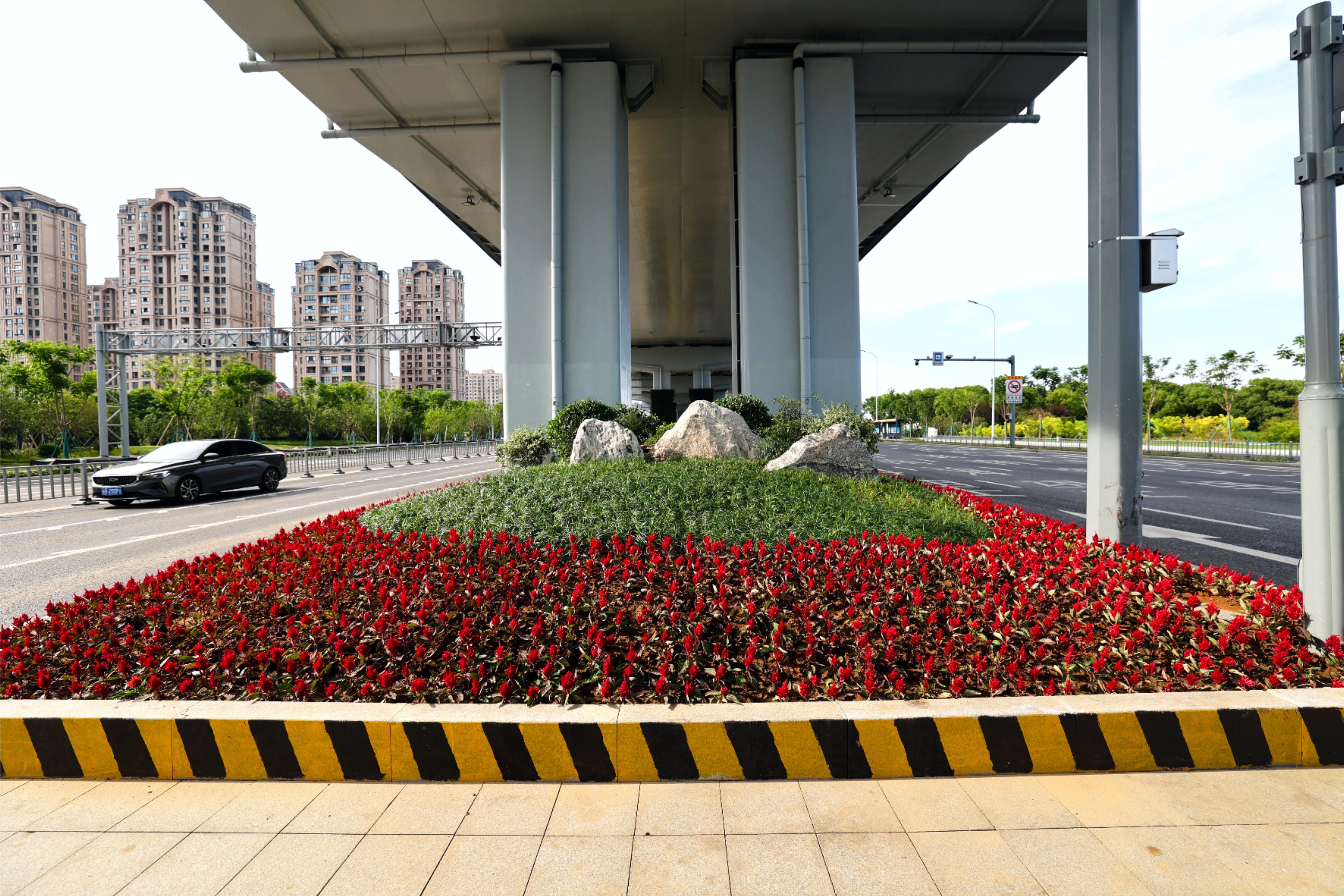 通過(guò)合理配置不同花色、葉色的植物，形成豐富的色彩層次和季相變化，提升道路景觀的觀賞性和趣味性.JPG